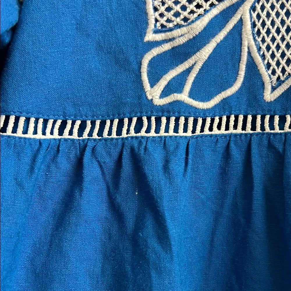 NWT Johnny Was Barbara Mini Dress Size Medium Royal Blue with White Embroidery - Picture 6 of 17